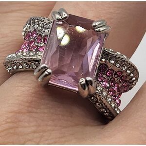 Chunky Estate Pink Diamond Ring Womens Engagement Ring Size 9